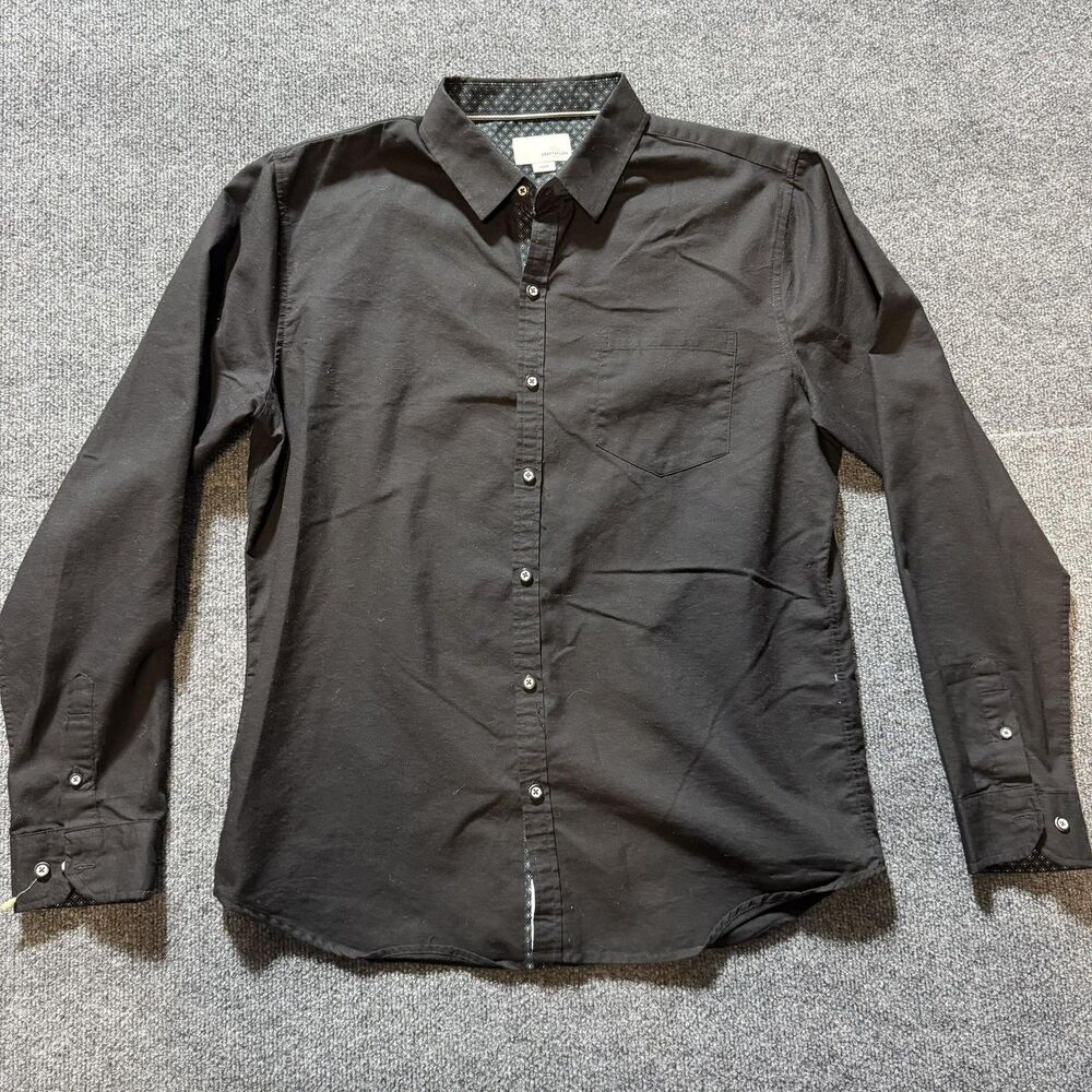 CRAFT+FLOW Shirt Mens Large Black Long Sleeve Button Up Pocket Casual Top